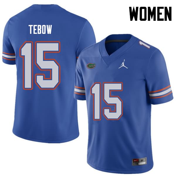 Women's NCAA Florida Gators Tim Tebow #15 Stitched Authentic Jordan Brand Royal College Football Jersey RZX1265ZD